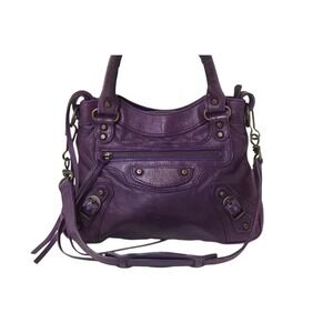 BALENCIAGA The City handbag purple leather